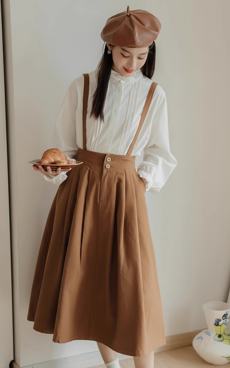 Midi Suspender Skirt (Mustard)
