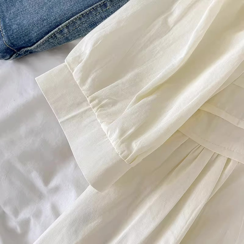 Orange Gerbera Embroidered Blouse (Cream)