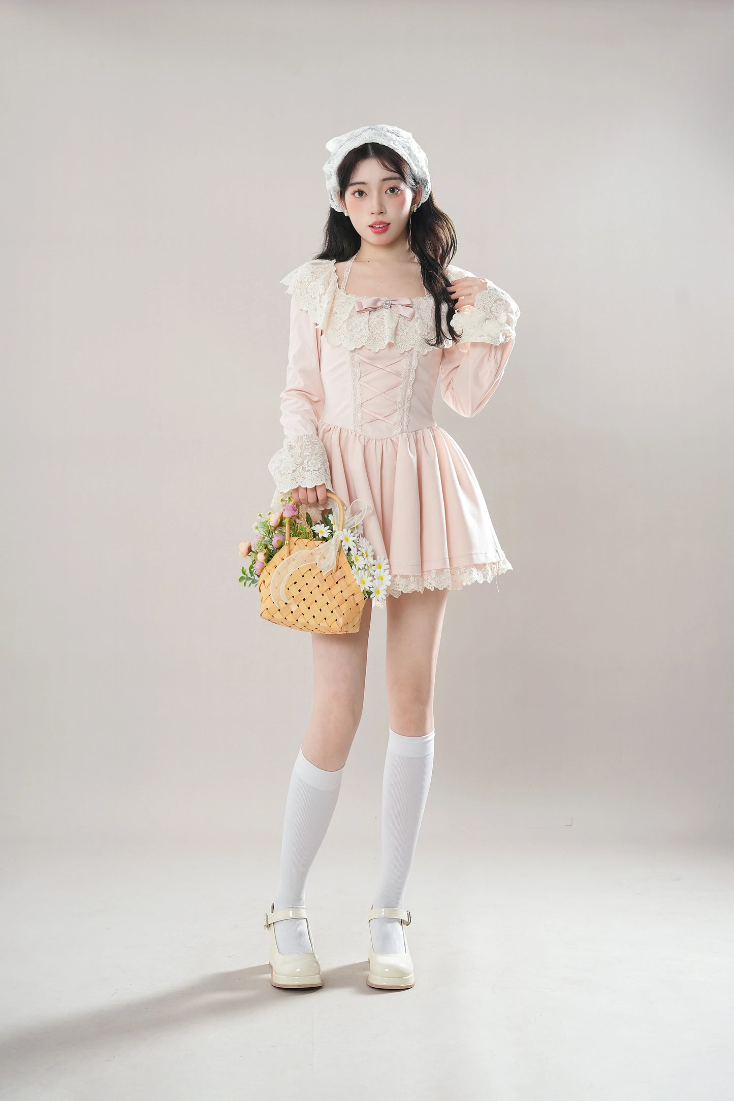 Ballet Lace Up Mini Dress (Pink)
