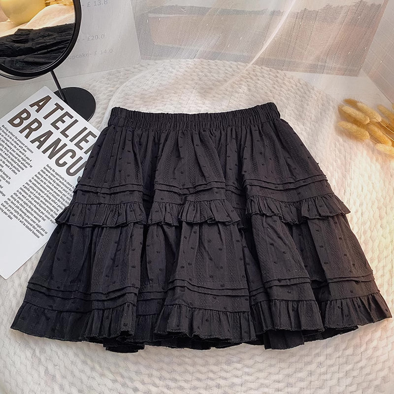 Dobby Tiered Mini Skirt (2 Colors)