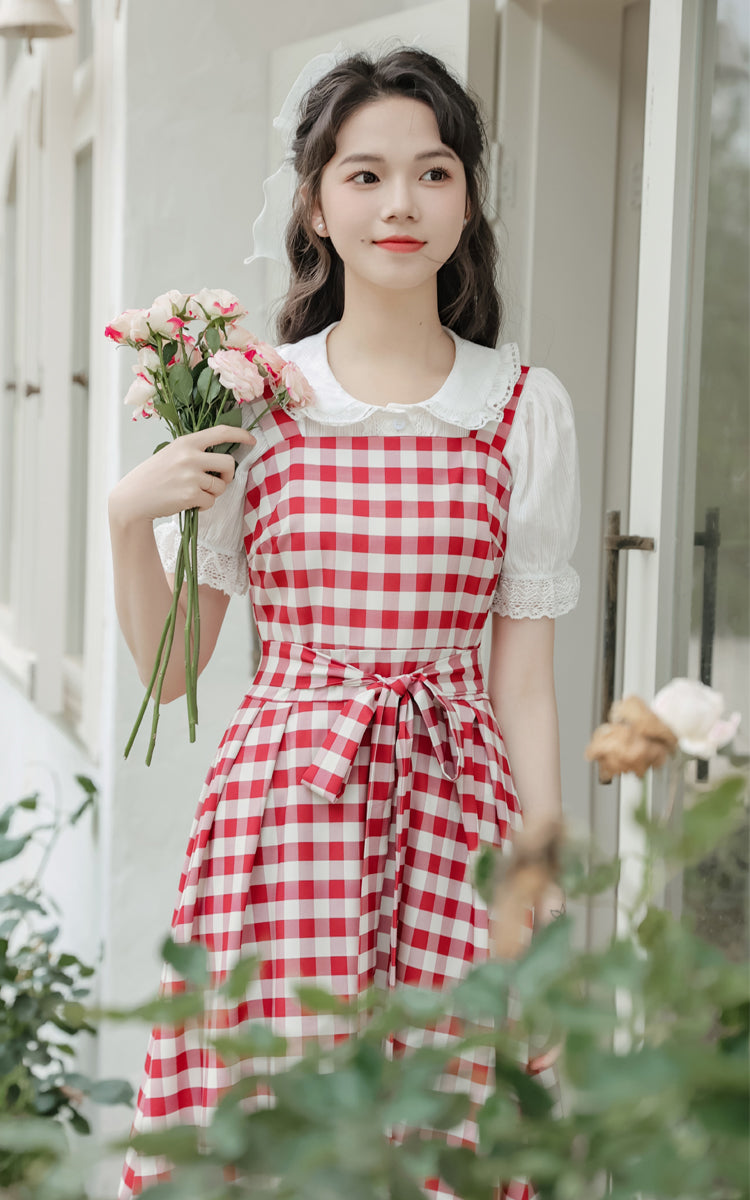 Gingham Picnic Cami Dress (Red)