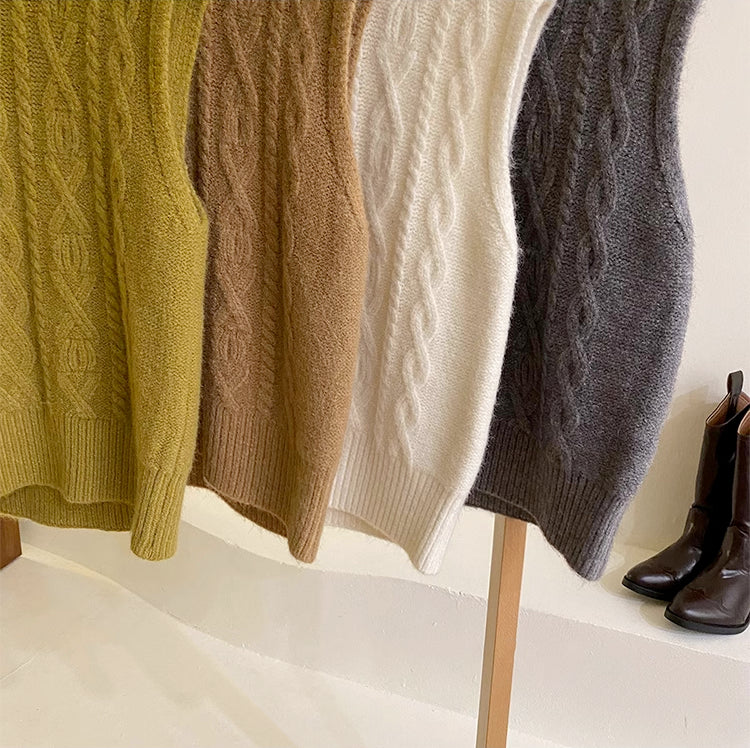 Fall Cable Knit Vest (4 Colors)