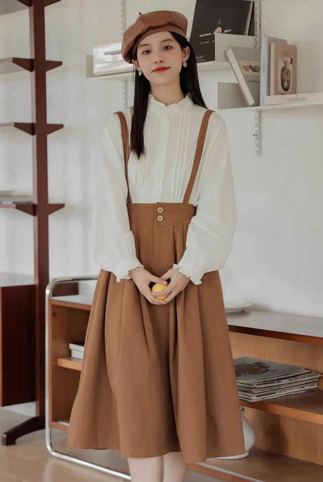 Midi Suspender Skirt (Mustard)