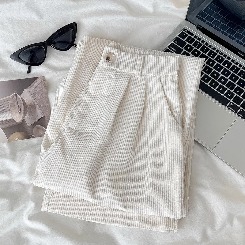 Pleated Corduroy Pants (4 Colors)