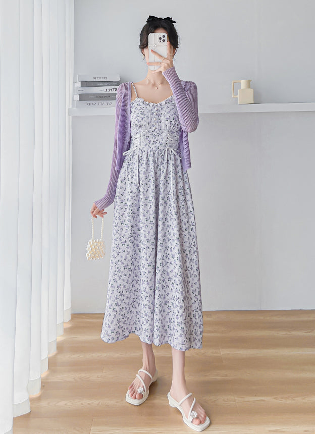 Lavender Haze Lace Up Cami Dress (Purple)