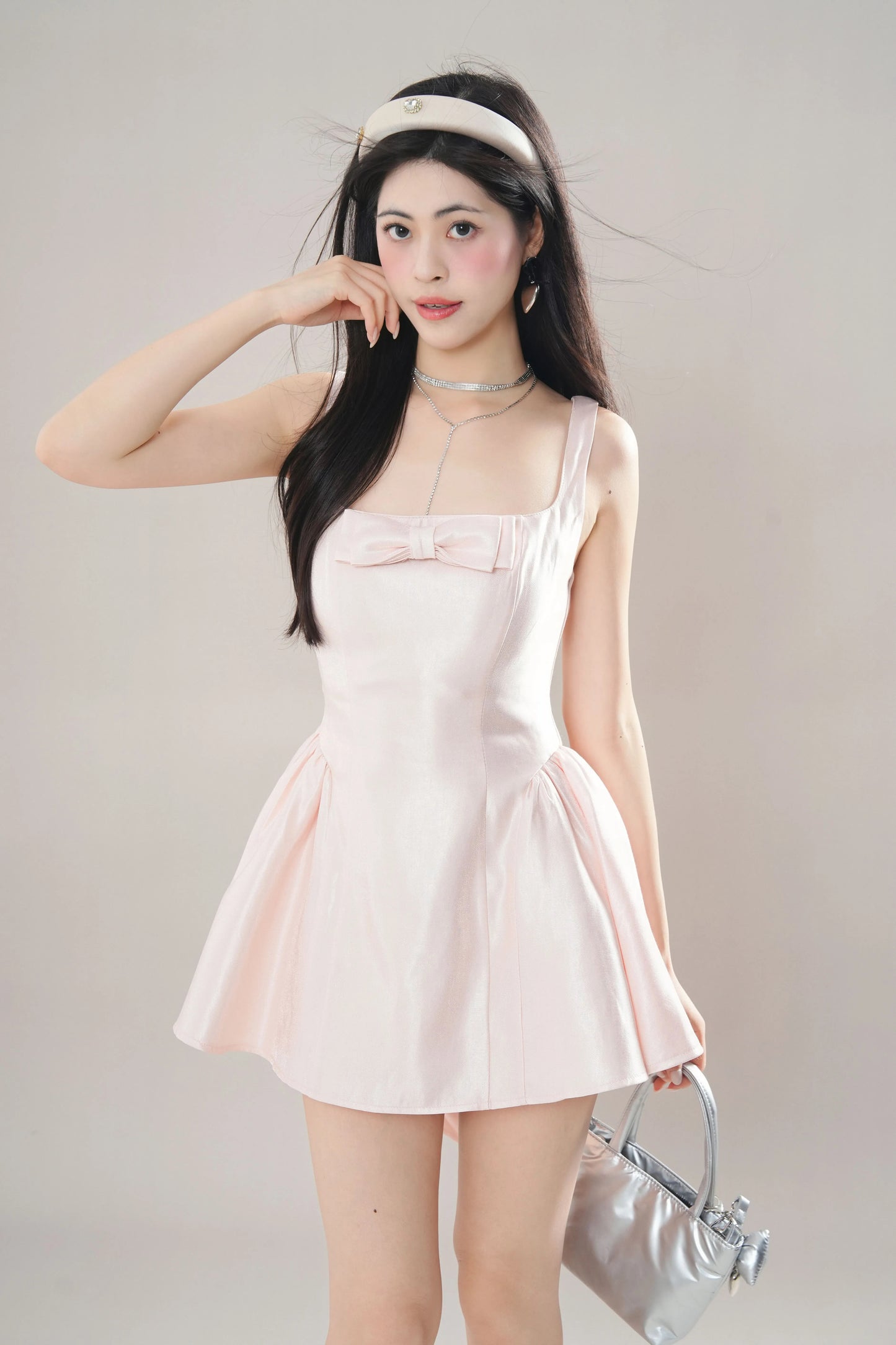 Pirouette Bow Mini Dress (Pink)