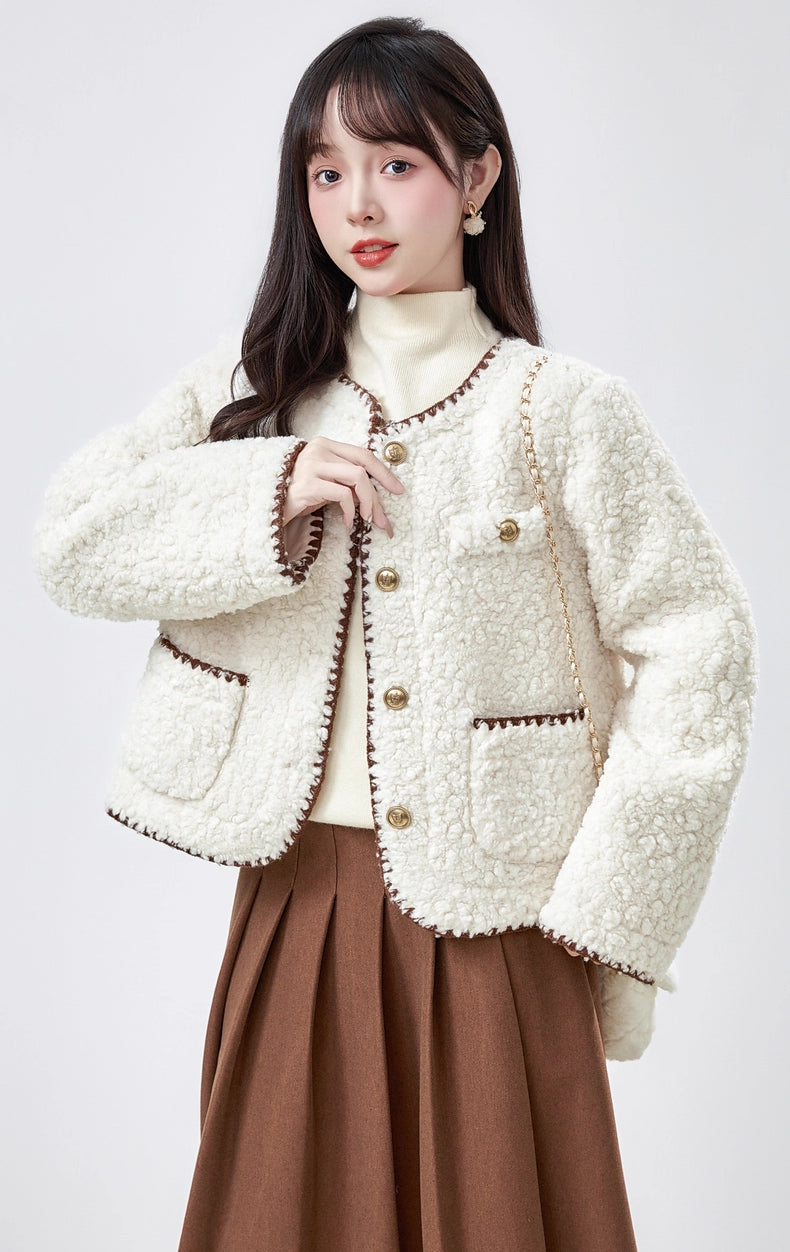 Faux Sherpa Wool Jacket (Cream)