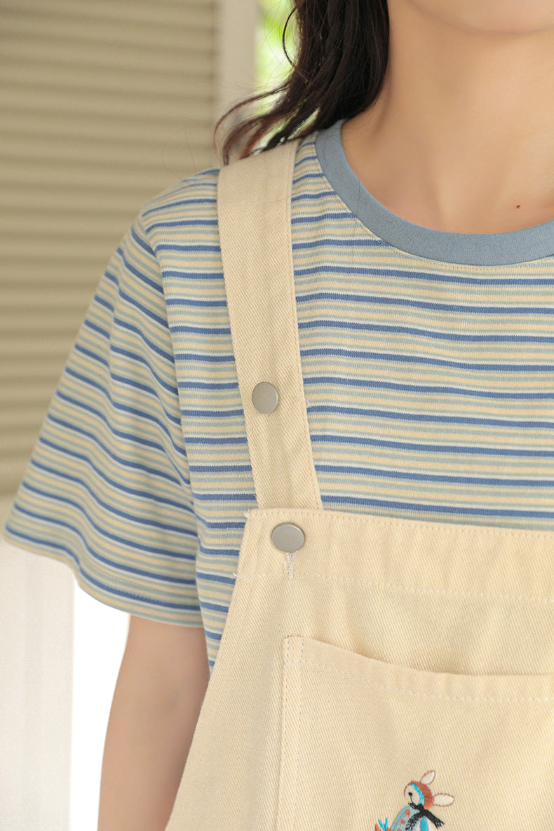 Rabbit Walks Short Overalls (White)