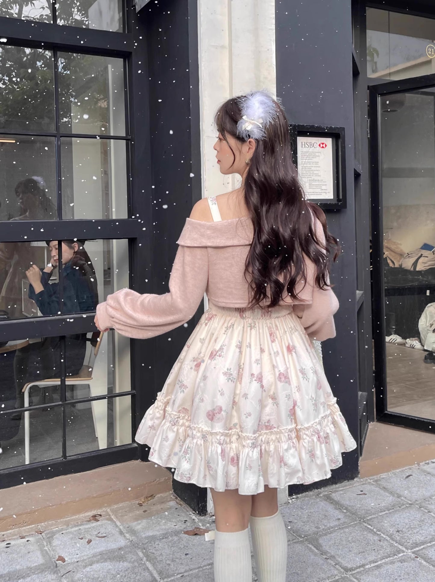 Sweet Rose Mini Dress (White/Pink)