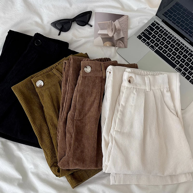 Pleated Corduroy Pants (4 Colors)