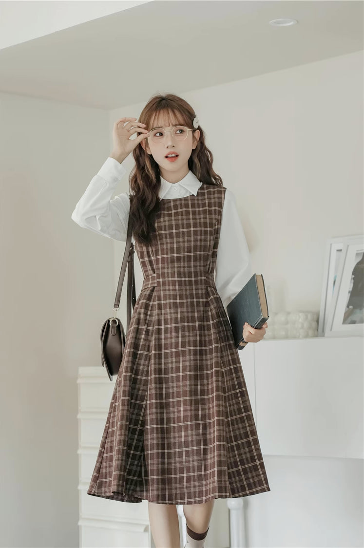 princess polly brown plaid dress Laurita Shirred Mini Dress | Brown Check | Womens