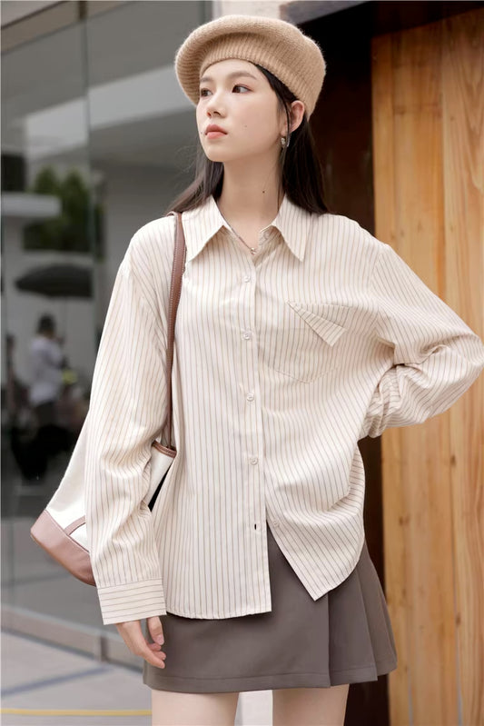 Boyfriend Stripe Button Up Shirt (2 Colors)