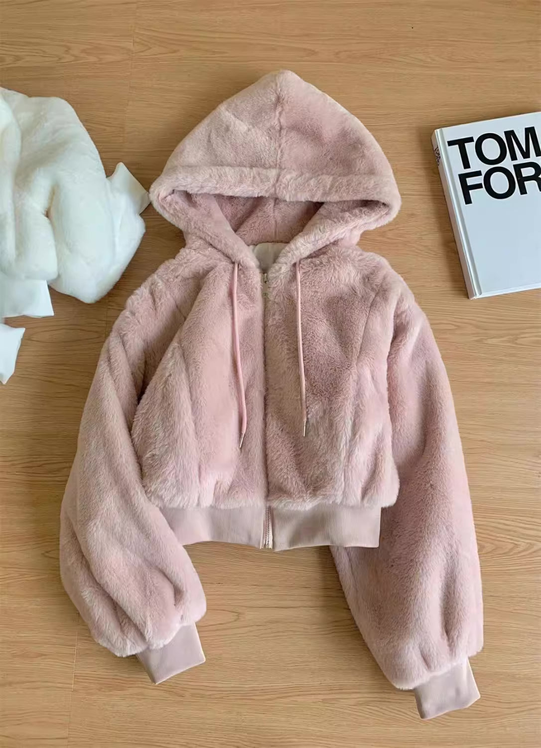 Fuzzy Cropped Hoodie (4 Colors)