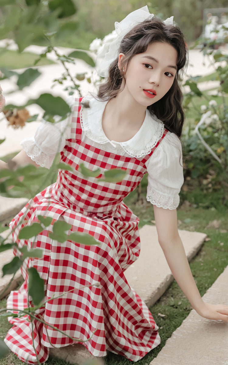 Gingham Picnic Cami Dress (Red)