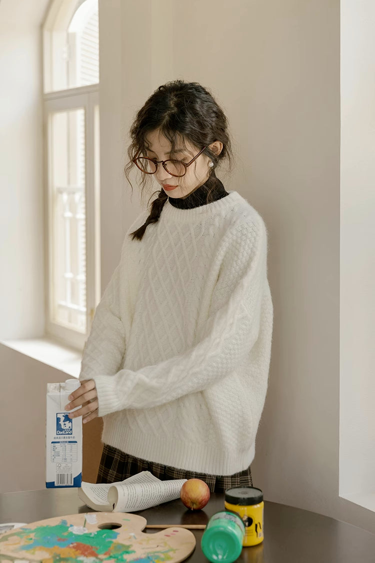 Braided Cable Knit Sweater (2 Colors)