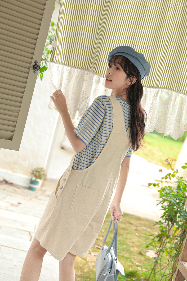 Rabbit Walks Short Overalls (White)