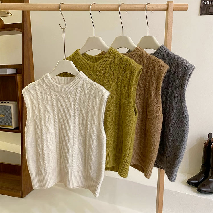 Fall Cable Knit Vest (4 Colors)
