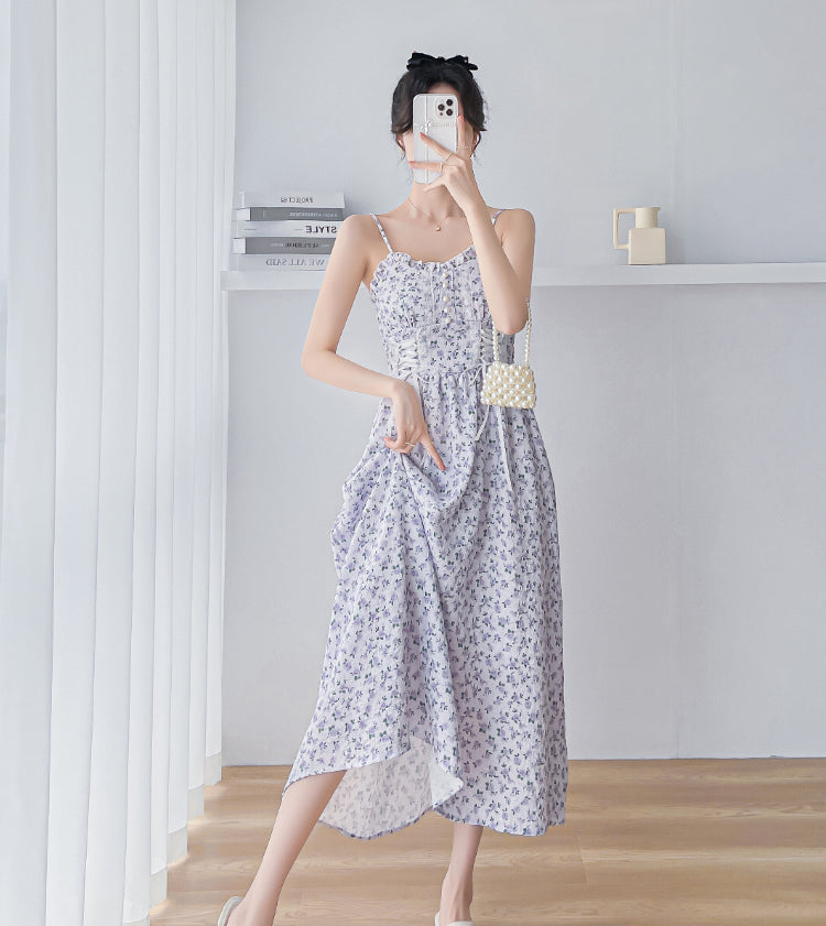 Lavender Haze Lace Up Cami Dress (Purple)