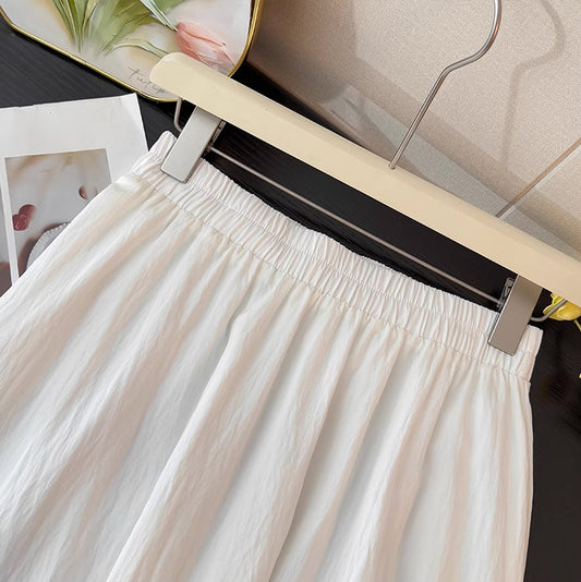 Asymmetrical Lace Hem Midi Skirt (5 Colors)