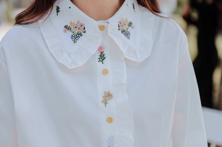 Floral Bouquet Embroidered Blouse (2 Colors)