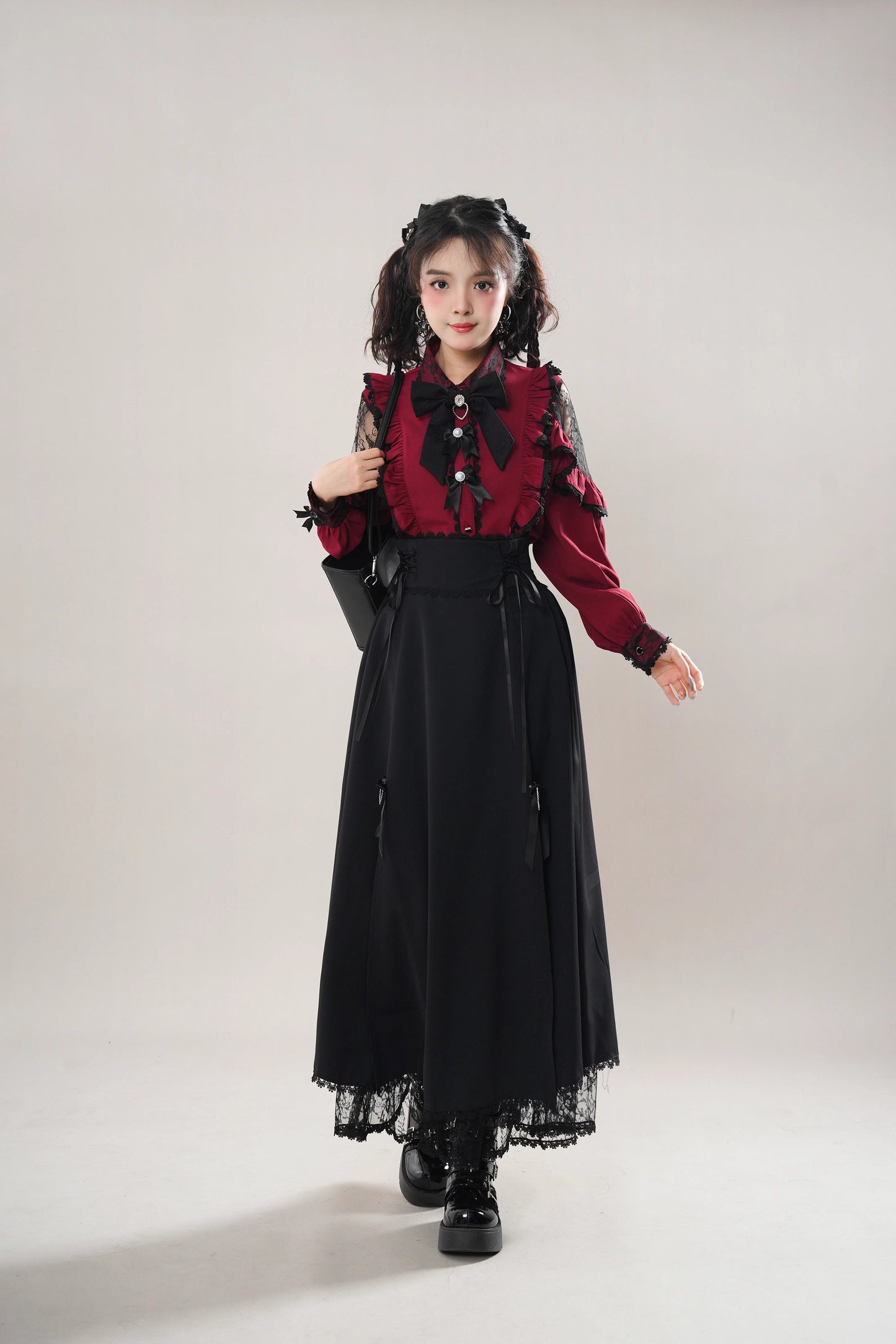 My Villain Arc Blouse & Skirt (Maroon/Black)
