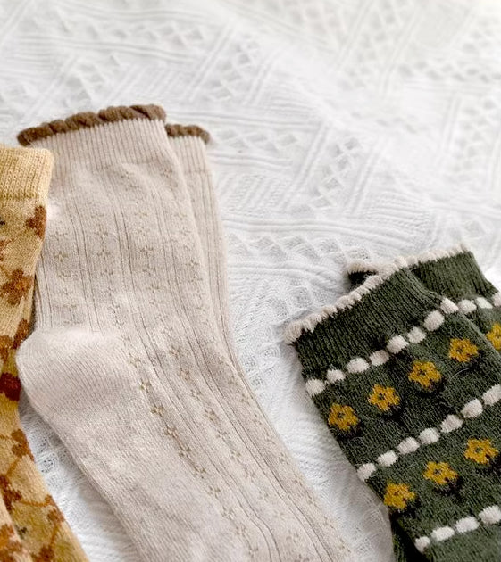 Rustic Daisy Wool Socks (5 Styles)