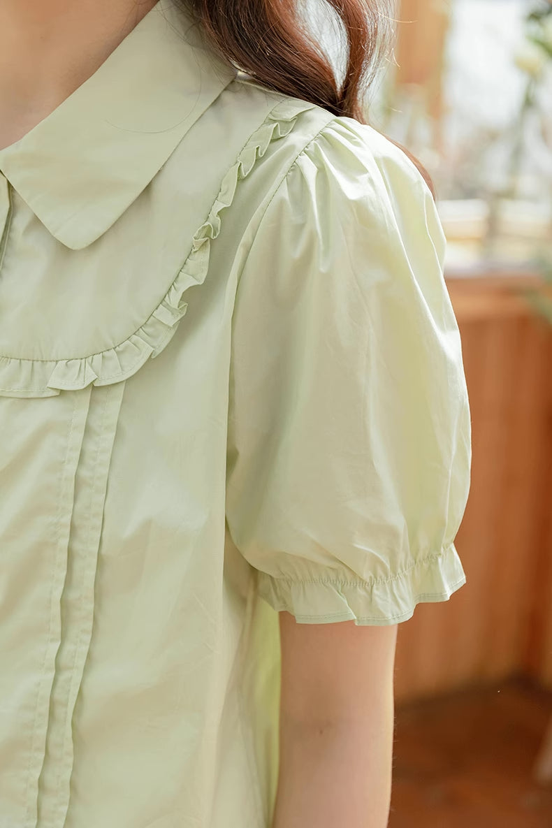 Zesty Puff Sleeve Blouse (Green)