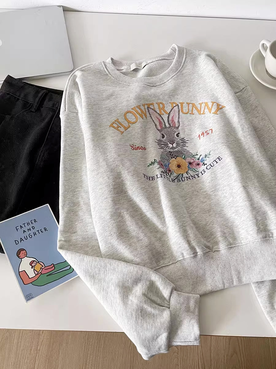 Flower Bunny Sweatshirt (Heather Gray)