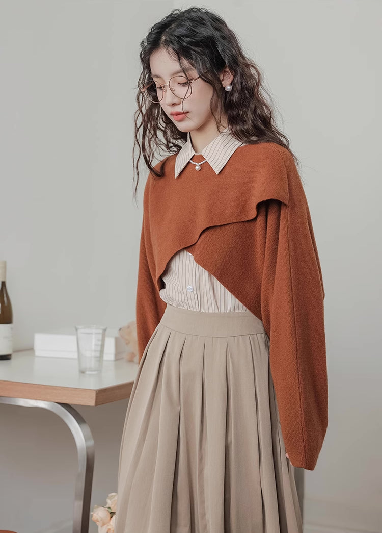 Criss Cross Cropped Throwover Sweater (Burnt Orange)