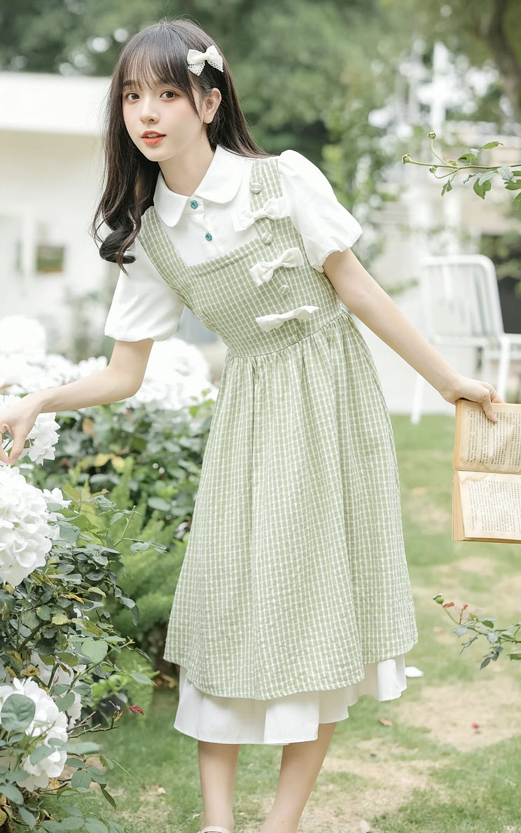 Gingham Bows Twofer Dress (3 Colors)