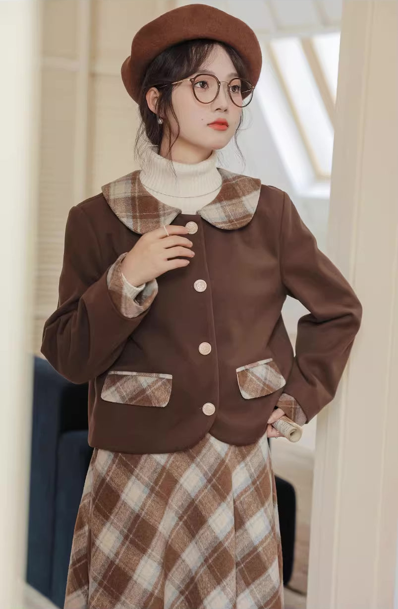 Toasted Plaid Tweed Midi Set (2 Colors)