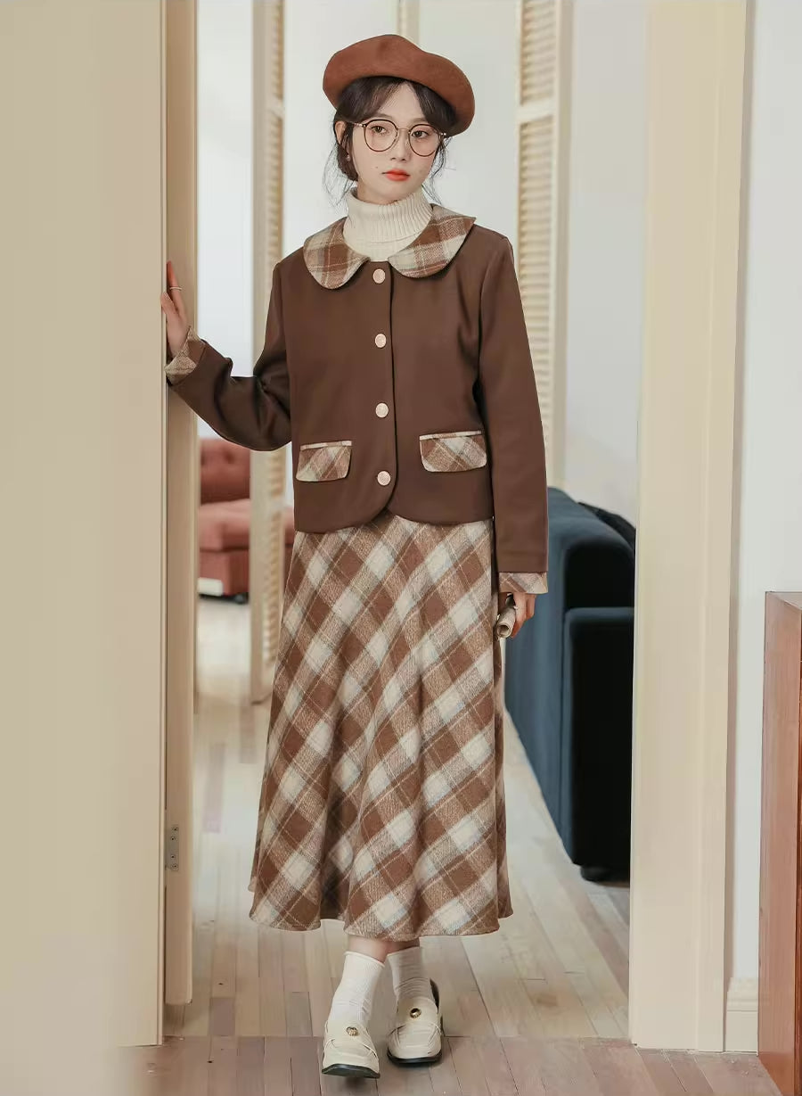 Toasted Plaid Tweed Midi Set (2 Colors)