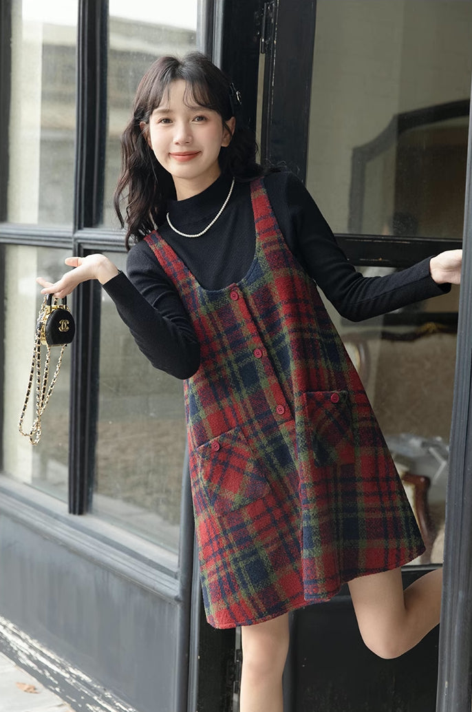 Holly Plaid Mini Dress (Red)
