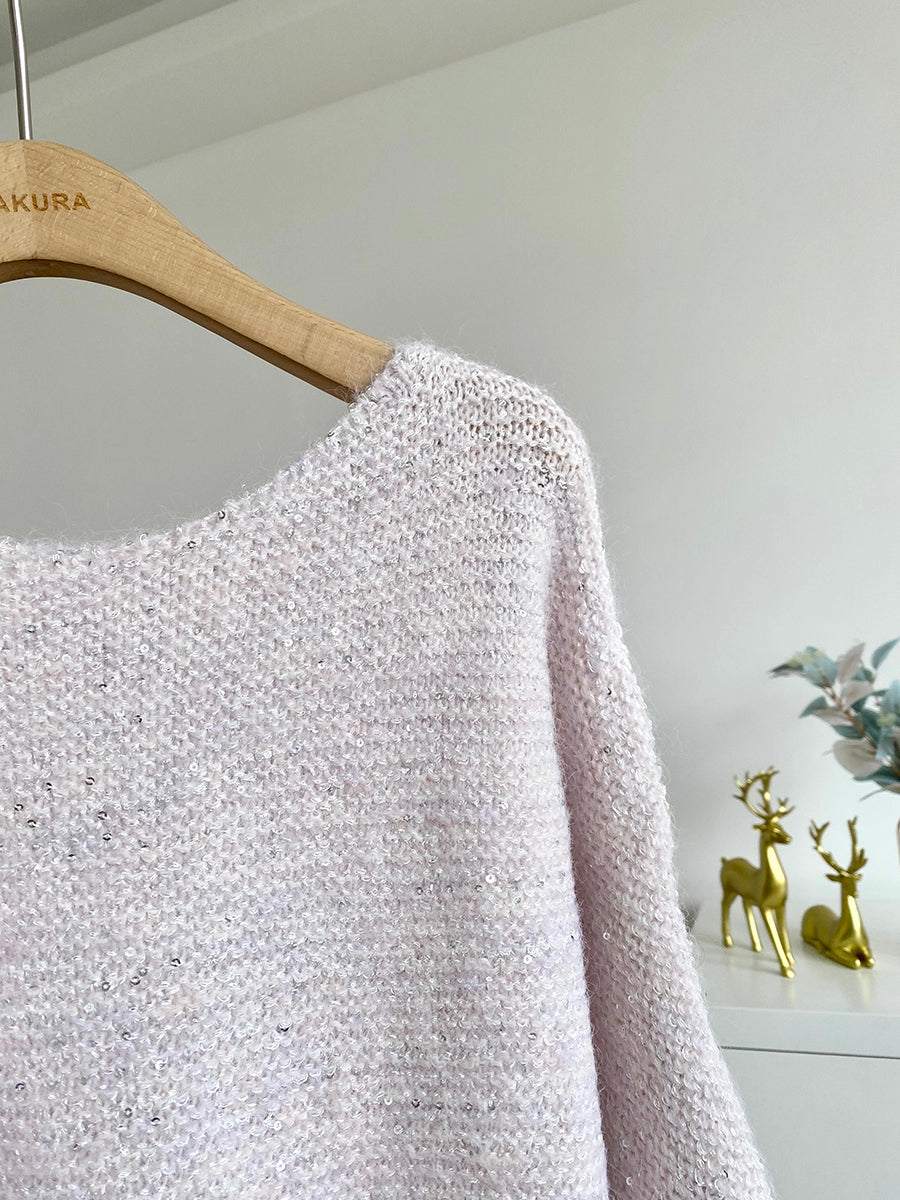 Sequin Off Shoulder Bow Sweater (4 Colors)
