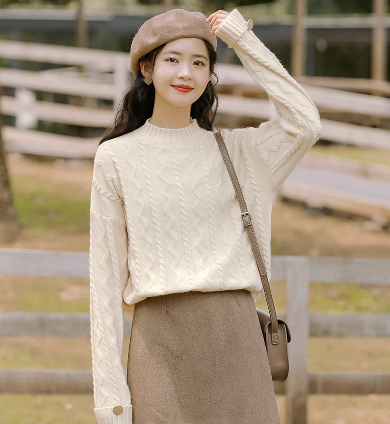 Ziggy Mock Neck Sweater (Cream)