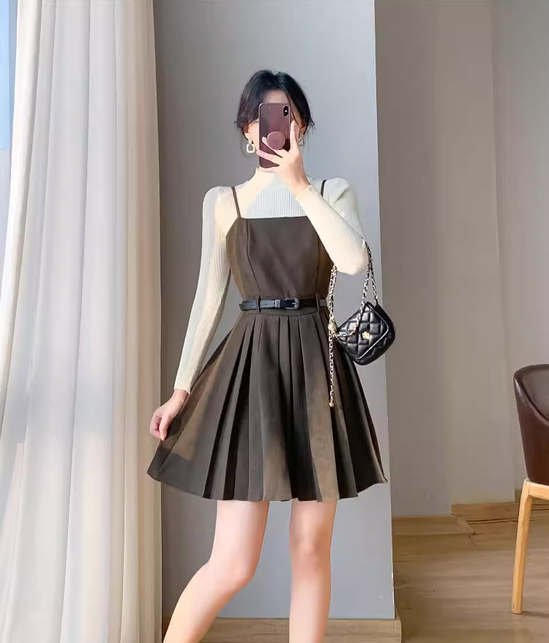 Two-Piece Mini Cami Dress & Sweater Set (2 Colors)