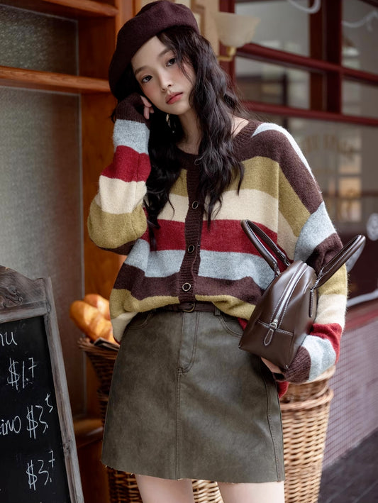 Retro Stripe Cardigan (2 Colors)
