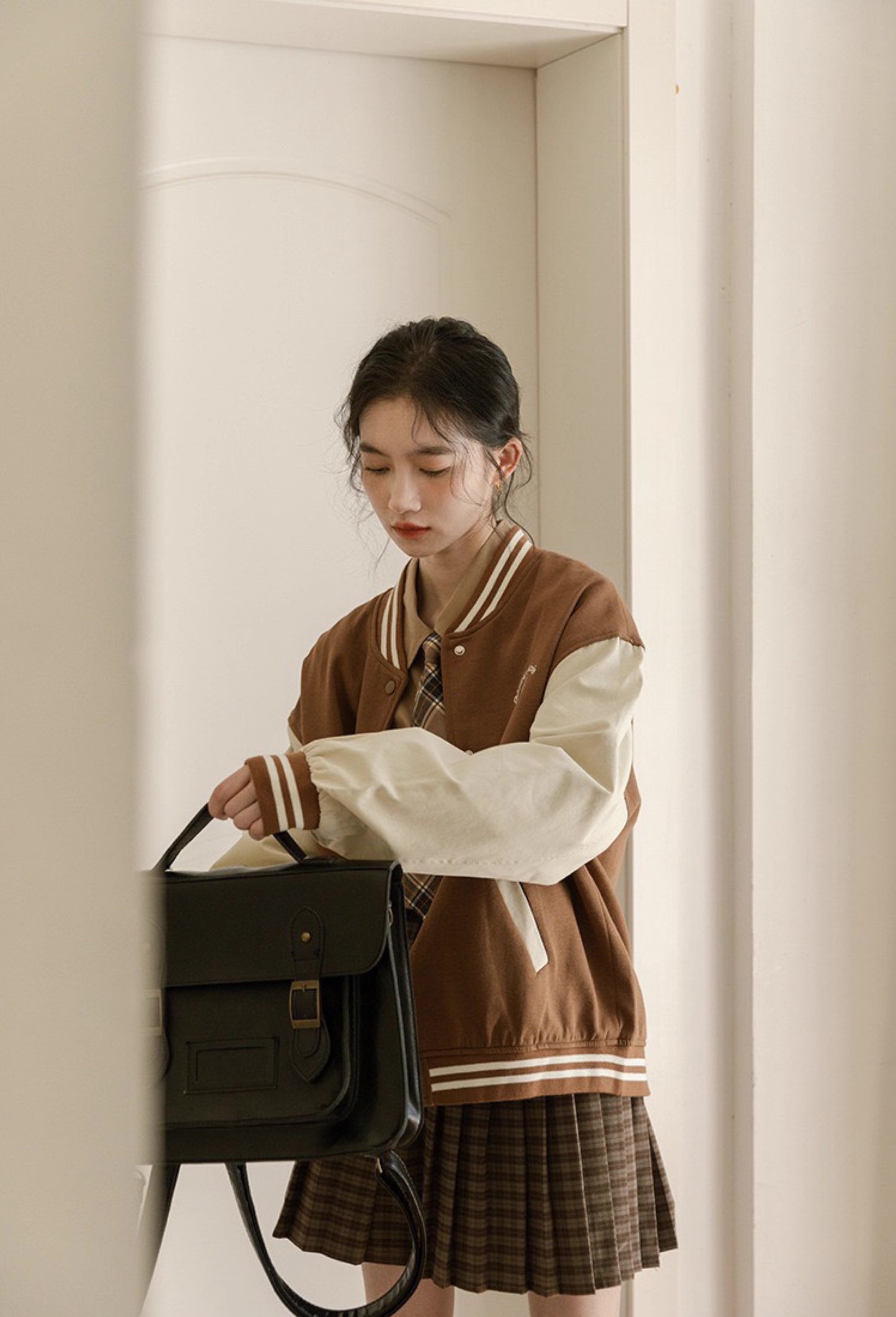 Boyfriend Baseball Jacket (Brown)