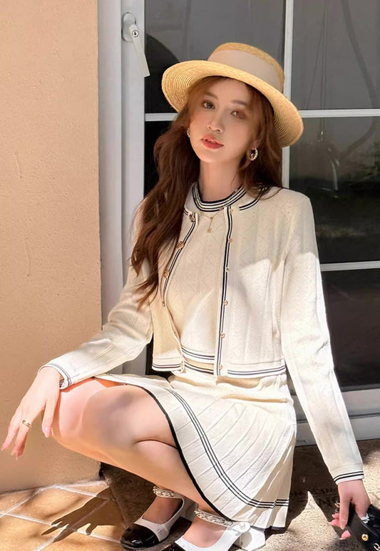 Preppy Stripe 3-Piece Knit Set (3 Colors)