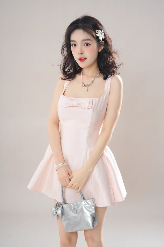 Pirouette Bow Mini Dress (Pink)