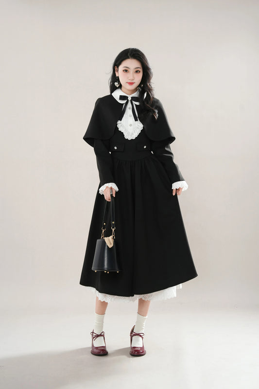 Kuromi Capelet Midi Dress (Black)