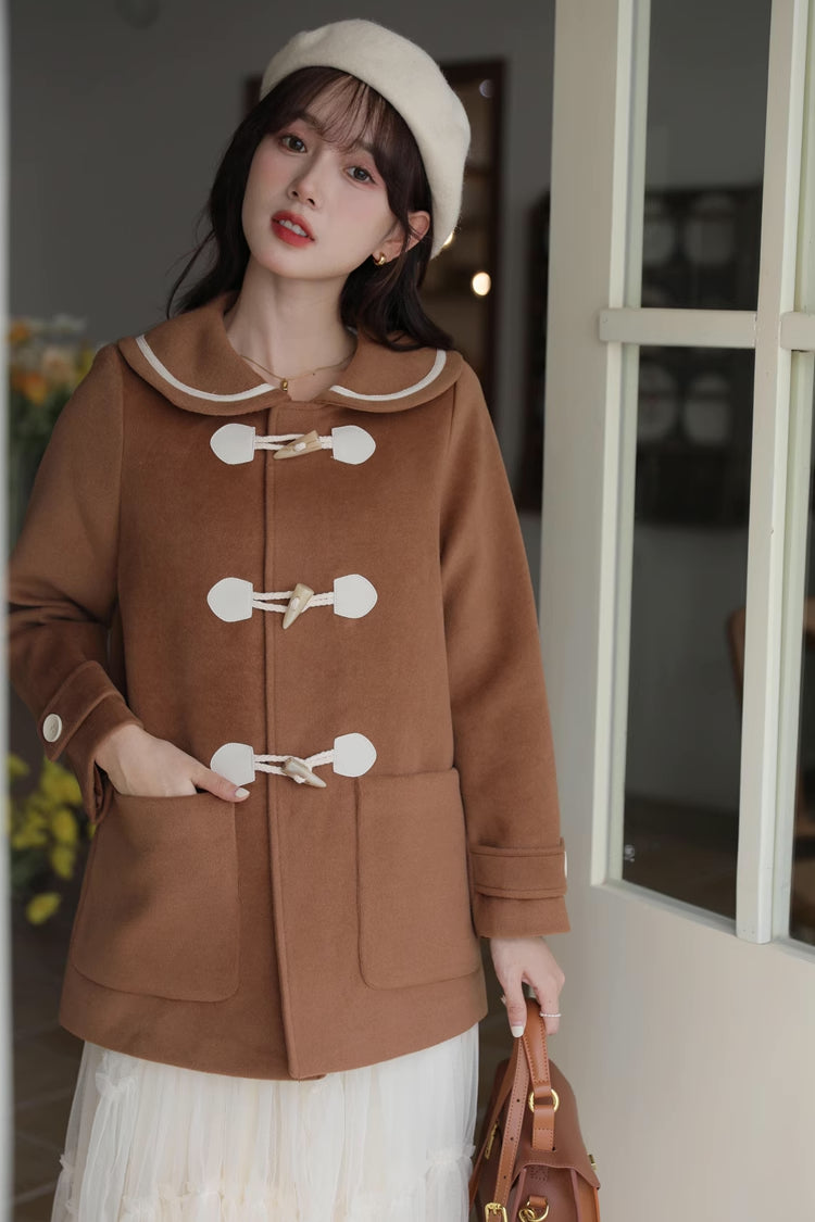 Peter Pan Collar Toggle Duffle Coat (2 Colors)