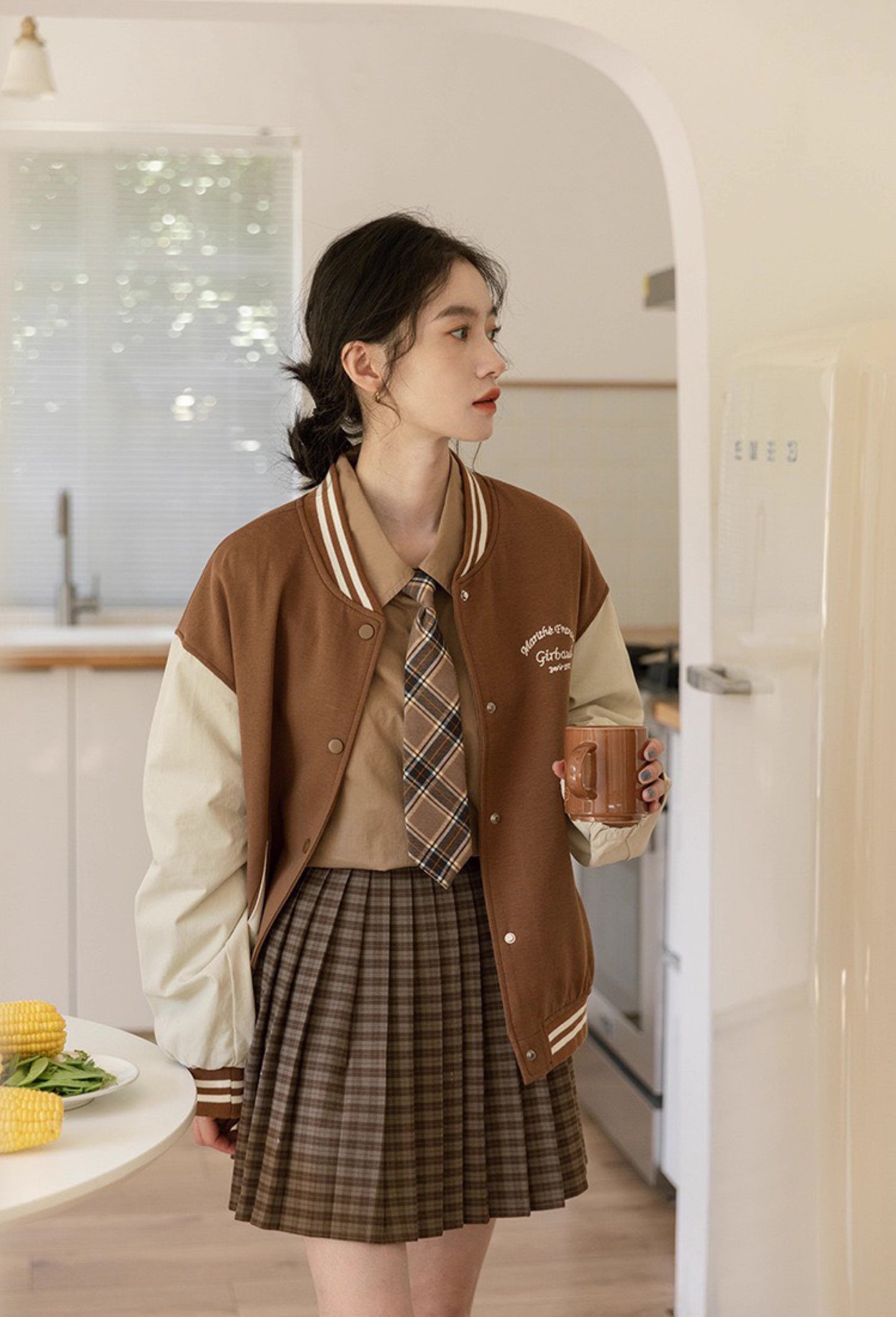 Boyfriend Baseball Jacket (Brown)