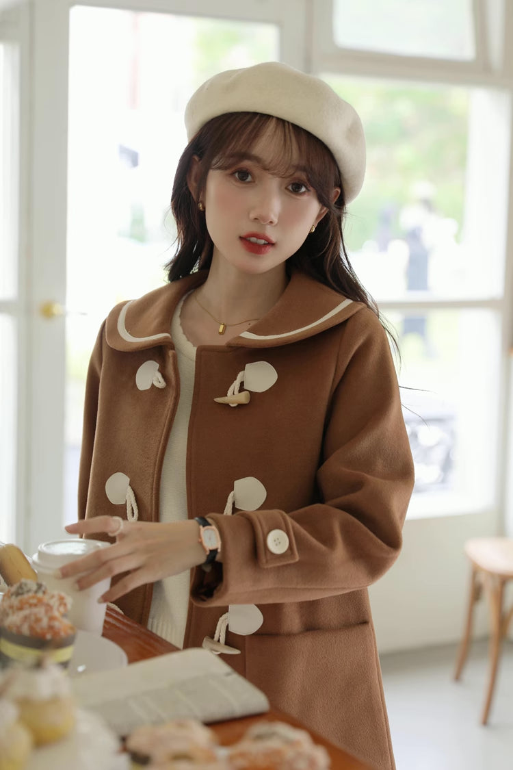 Peter Pan Collar Toggle Duffle Coat (2 Colors)
