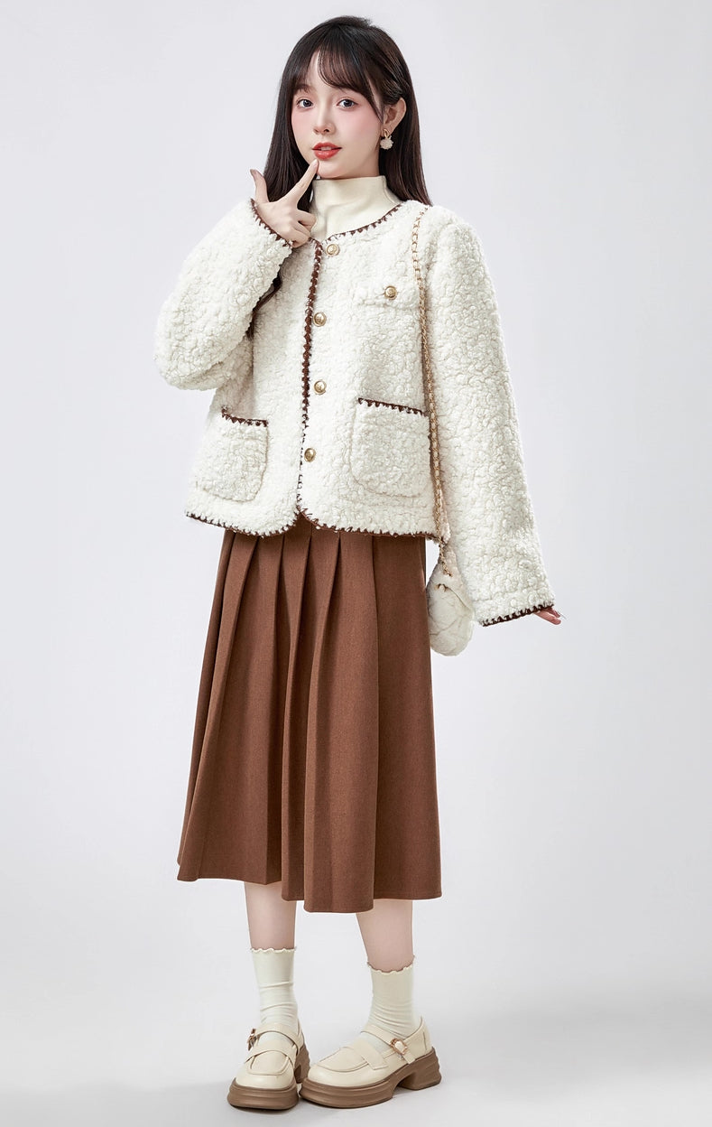 Faux Sherpa Wool Jacket (Cream)