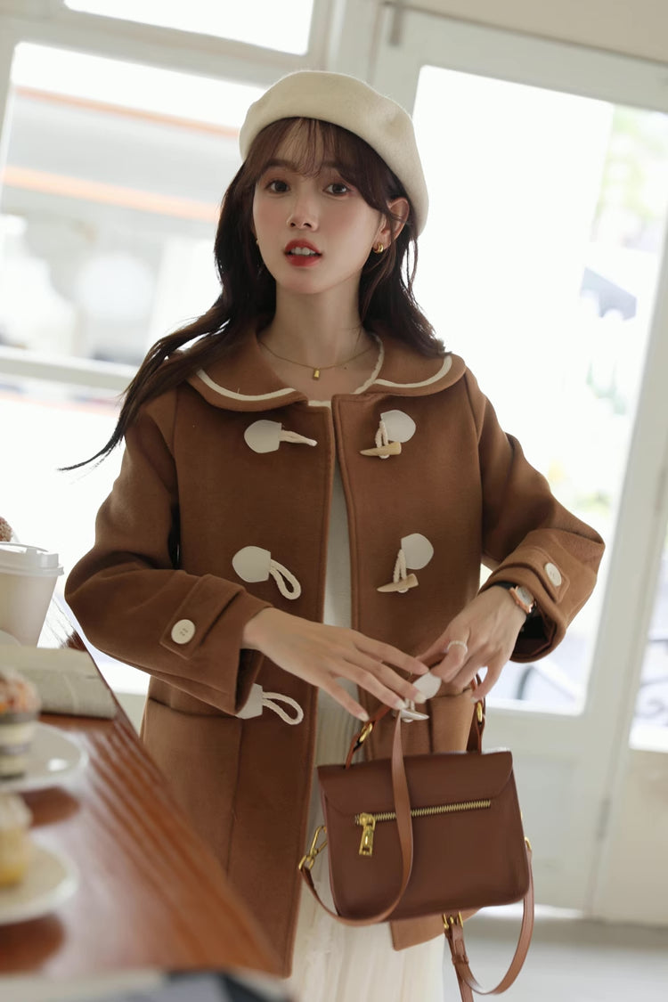 Peter Pan Collar Toggle Duffle Coat (2 Colors)