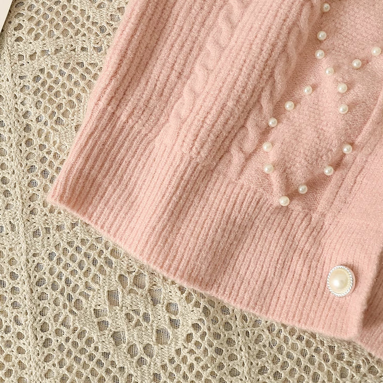 Braided Knit Pearl Cardigan (4 Colors)