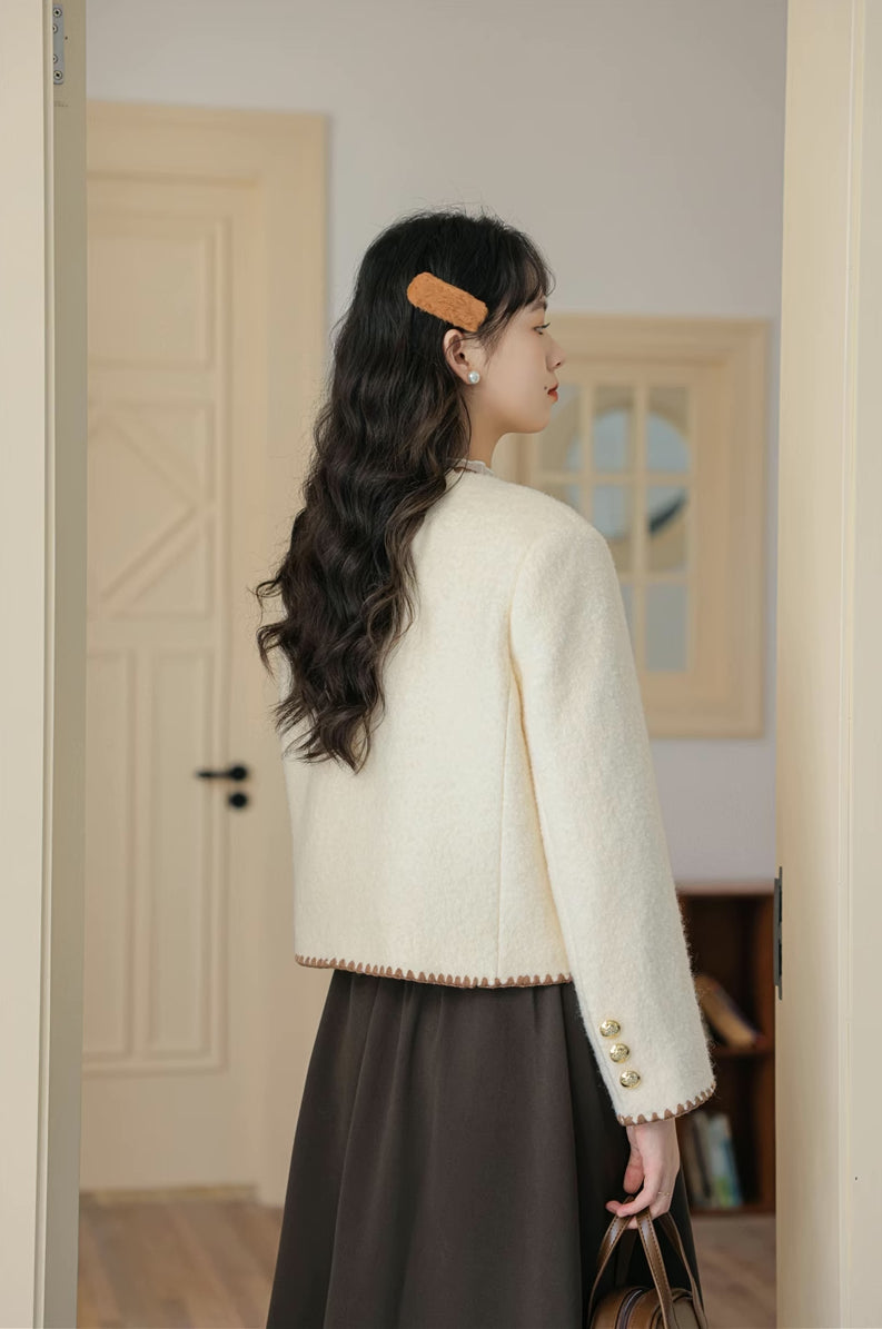 Boucle Tweed Jacket (Cream)