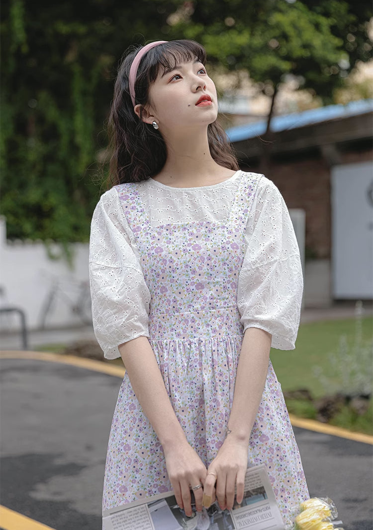 Pastel Garden Pinafore Dress (Purple)