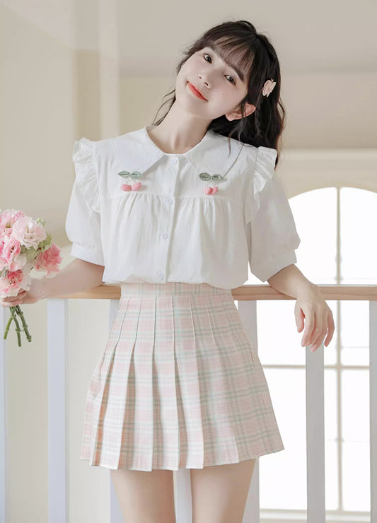 Cherry Tips Blouse (White)